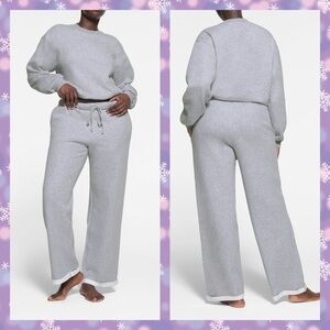 Skims Cotton Fleece Straight Pants Heather Grey